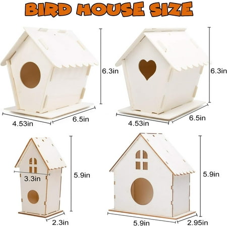 4 Pack Bird House Kits for Kids Ages 4-6 8-12, DIY Birdhouse Crafts for Kids to Build and Paint, Painting for Kids Ages 4-8, Wooden Birdhouse Arts, Ideal Birthday, Children's Day ,Christmas Gift