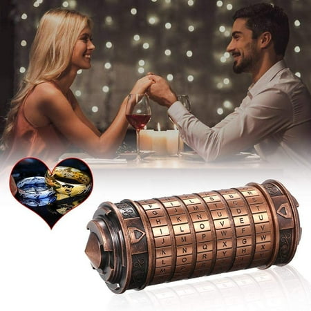 Da Vinci Code Cryptex Mini Bronze Lock Puzzle Valentines Day Gifts for him her Men Women dad Boys Metal Anniversary Cool Romantic Birthday for Her Gifts Box