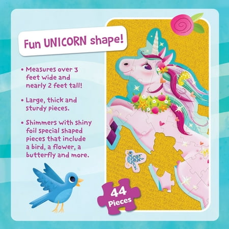 Peaceable Kingdom Shimmery Unicorn Floor Puzzle, 2' x 3' Floor Puzzle, 44 Pieces Floor Puzzle for Kids