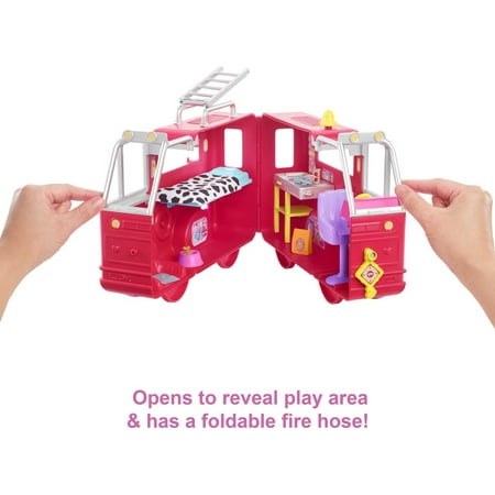 Barbie Chelsea Fire Truck Playset, Chelsea Doll (6 inch), Fold Out Firetruck, 3 & up