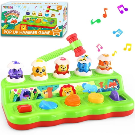 Yerloa Toys for 1 Year Old, Pop Up Animals Toy with Music & Sound, Cause and Effect Toys Early Developmental Toy for 12-18 Months Baby, Infants & Toddlers, 1 Year Old Girls & Boys