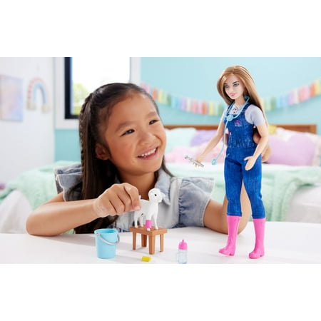 Barbie 65th Anniversary Careers Farm Vet Doll & 10 Accessories for Ages 3 Years and up, 11.34 in