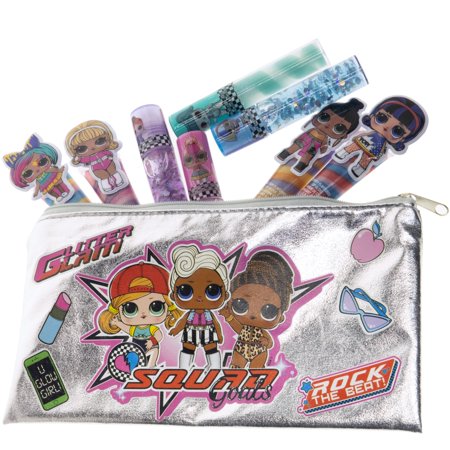 Townley Girl L.O.L. Surprise! Makeup Set with 8 Flavored Lip Glosses for Girls and a L.O.L. Surprise! Accessory Bag, Ages 5+