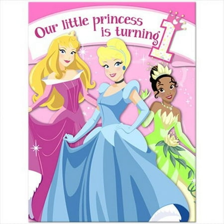 Disney Princess 1st Birthday Invitations w/ Envelopes (8ct)