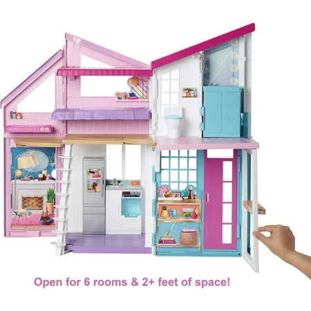 Barbie Malibu House Dollhouse Playset with 25+ Furniture and Accessories (6 Rooms), Multicolor