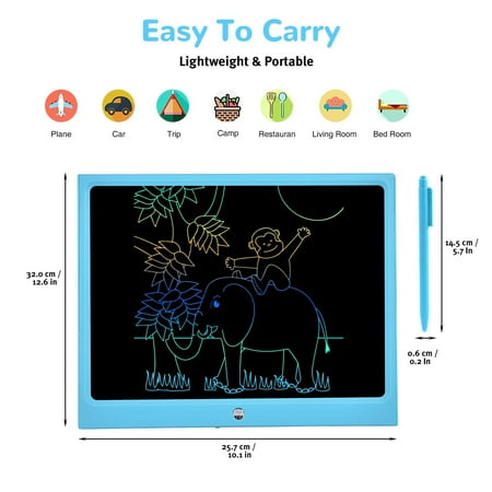 LCD Writing Tablet, Cimetech 15 inch Large Colorful Screen Writing Pad Drawing Pad, Doodle and Scribbler Board for Kids,Educational Learning Toys Back-to-school Gifts for 3-12 Year Old Girls Boys-Blue