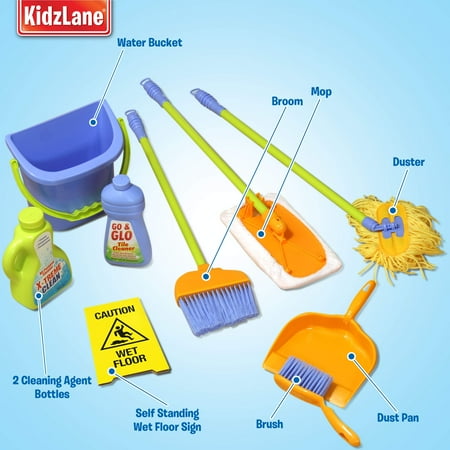 Kidzlane Kids Cleaning Set for Toddlers Up to Age 4. Includes 6 Cleaning Toys + Housekeeping Accessories. Hours of Fun & Pretend Play!