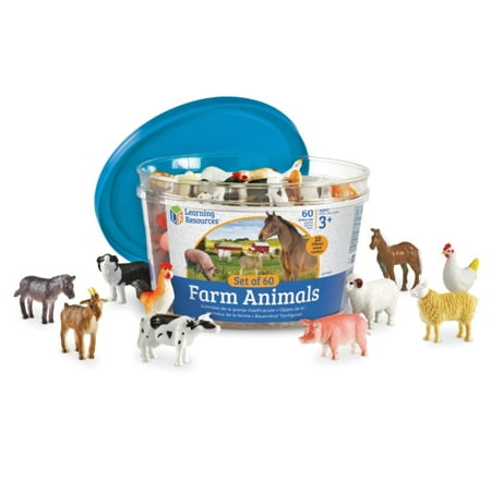 Learning Resources Farm Animal Counters - 60 Pieces, Boys and Girls Ages 3+ Toddler Learning Toys, Farm Animals for Kids