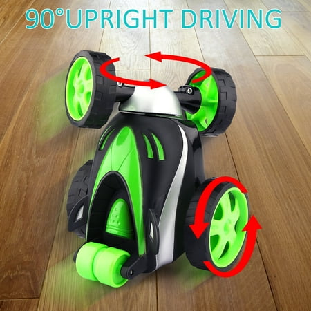 Allaugh RC Car Toy Remote Control Car - Rc Stunt Car for Boy 3-10 Years Old, 360° Flip and 90° Upright Walking Racing Car for Kids Xmas Gift, Green