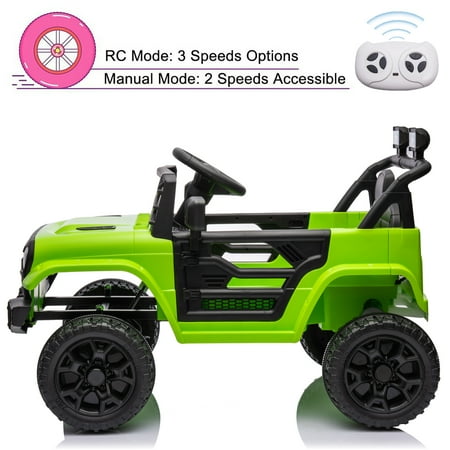 Joyracer 12V Kids Ride on Truck Car w/ Parent Remote Control, Powered 4-Wheeler Toy for Toddlers w/3 Speeds, Music, Green