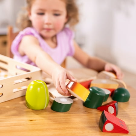 Melissa & Doug Cutting Food Play Food Set With Wooden Pieces, Knife, Cutting Board