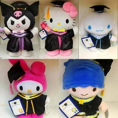 35cm Kawaii Sanrio Anime Hobby My Melody Black Beauty Cinnamon Roll Hello Kitty Graduation Large Plush Doll