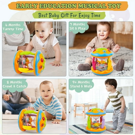 Baby Toys 6 to 12 Months, Educational Learning Toys Rotating Projector Drum with Melodies , Musical Light up Toys for Toddlers 1 2 3+ Year Old Boys Girls Baby Gifts