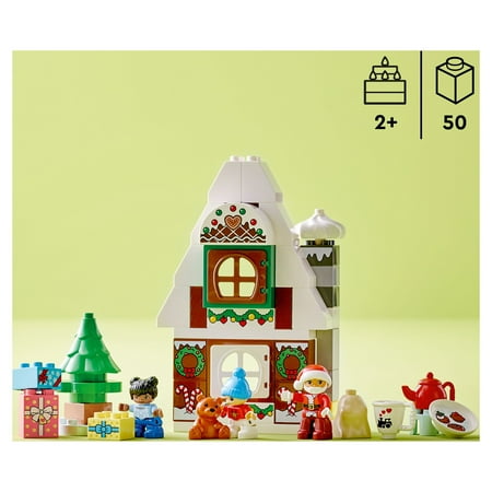 LEGO DUPLO Santa's Gingerbread House 10976 Toy with Santa Claus Figure, Christmas Present, Stocking Filler Gift Idea for Toddlers, Girls and Boys Age 2 Plus