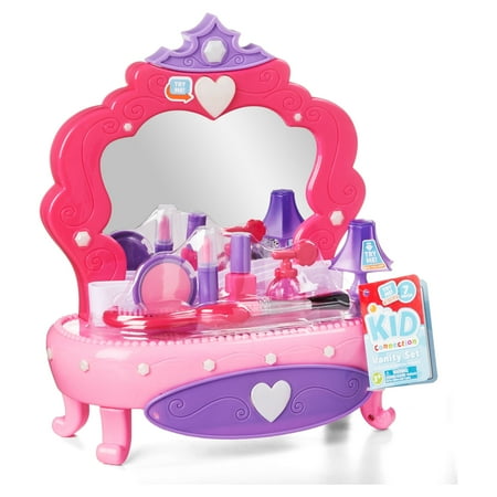 Kid Connection Light-Up Vanity Set with Storage Drawer, 7 Pieces, Baby and Toddler Toy