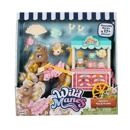 Wild Manes Cherie's Gold Tea & Treats Cart Playset Articulated Horse Doll with Brush & Play