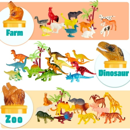 SYNCFUN 69Pcs Small Animal Figures, Assorted Mini Plastic Animal Toy, Tiny Little Animals for Sensory Bin, Birthday Party Favor for Kids Toddler Aged 3-8