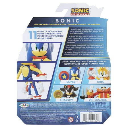 Sonic the Hedgehog 4'' Articulated Figure with Star Spring Accessory Toy