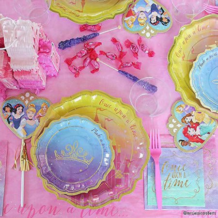 Amscan 572357 Disney Princess Pink and Yellow Plastic Party Table Cover, 54" x 96", 1 piece