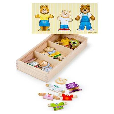 Melissa & Doug Mix 'n Match Wooden Bear Family Dress-Up Puzzle With Storage Case (45 pcs)