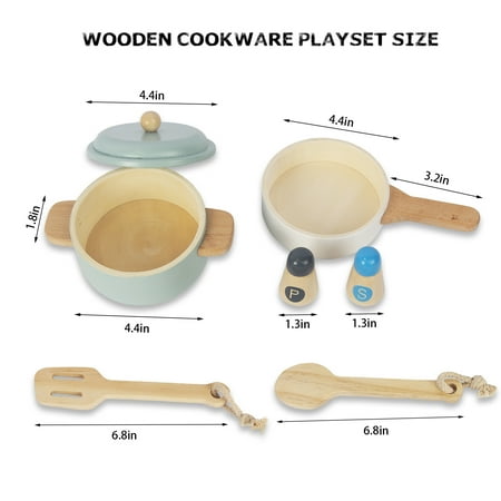 WoodenEdu Premium Toddler Play Kitchen Toys, Wooden Kitchen Utensils, Accessories for Pretend Play Kitchen Set, Montessori Learning Toy, Pretend Cooking Playset, Gift for 3+