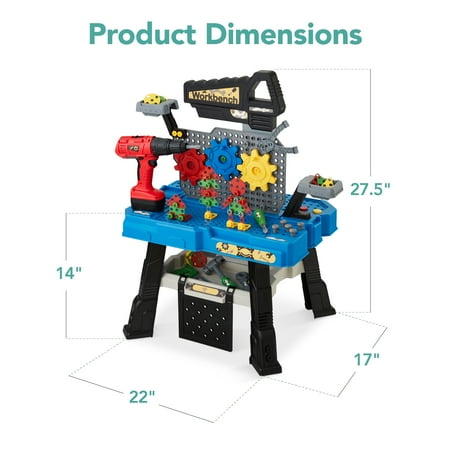 Best Choice Products Pretend Play Kid's Workbench, Child's Construction Toy Set w/ 150 Accessories, Electric Drill