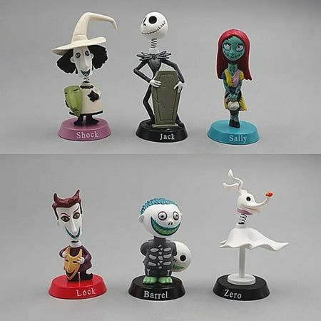 6Pcs The Nightmare Before Christmas Action Figures Toys For Kids, Cartoon Jack Model Dolls Cake Decoration, Birthday Halloween Christmas Gifts For Boys And Girls