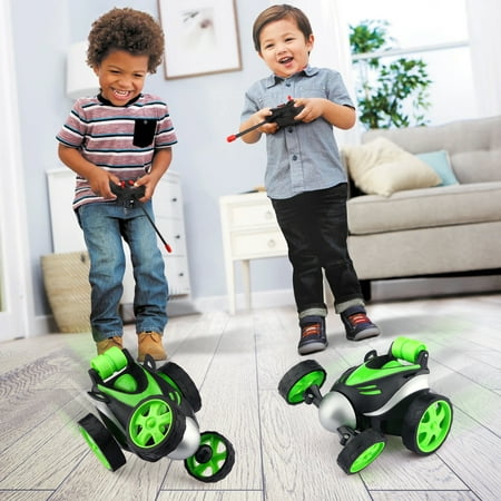 Allaugh RC Car Toy Remote Control Car - Rc Stunt Car for Boy 3-10 Years Old, 360° Flip and 90° Upright Walking Racing Car for Kids Xmas Gift, Green