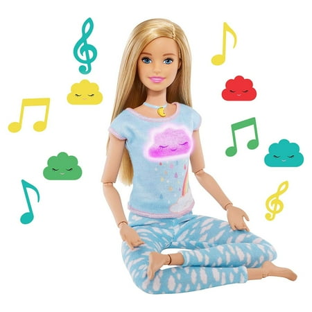 Barbie Breathe with Me Meditation Doll, Blonde, with 5 Lights & Guided Meditation Exercises, Puppy and 4 Emoji Accessories