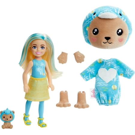 Barbie Cutie Reveal Costume-Themed Series Chelsea Small Doll & Accessories, Teddy Bear as Dolphin