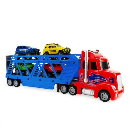 Adventure Force Light and Sound Big Rig Super Transporter, 12 Piece Set, 24 Inch Full Length Semi-Truck with Trailer!