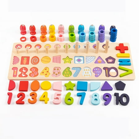 Wooden Montessori Toys for Toddlers Number Puzzles Sorting Stacking Preschool Learning Toys for Boys Girls Kids Gift Ages 3 4 5 Years Old Educational Toys