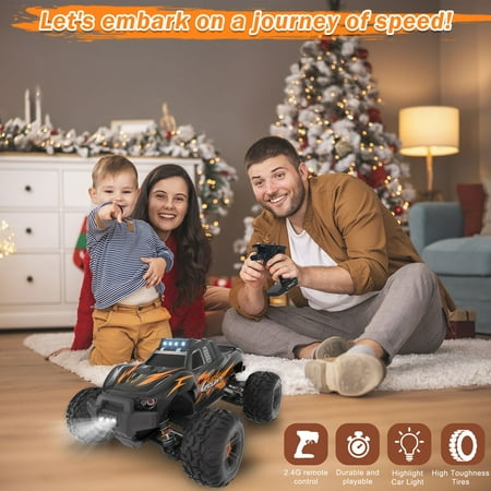 Yexmas Fast RC Cars for Adults 40+KM/H All Terrain High-Speed Remote Control Car,4WD 1:14 Scale RC Truck with 70 Min Runtime, 2 Batteries Gifts Toys for Kids Orange