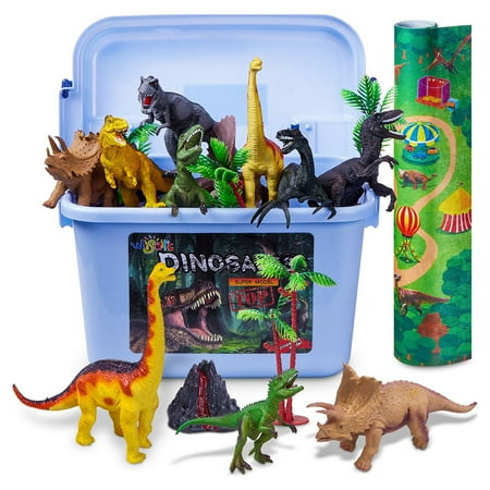 Wisairt Dinosaur Toys for kids,53 PCS Dinosaur Play Set with Activity Play Mat,Dinosaur Figures,Trees, Rocks,Container to Create a Dino World Great Gift for Boys Girls Toddles Ages 3 4 5 6 7 8