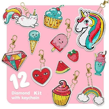 Arts and Crafts for Kids, Diamond DIY Painting Stickers, Make Your Own Keychains Craft Kits for Girls, Toys for Girls Ages 5 6 7 8 9 10 11 12 Years Old