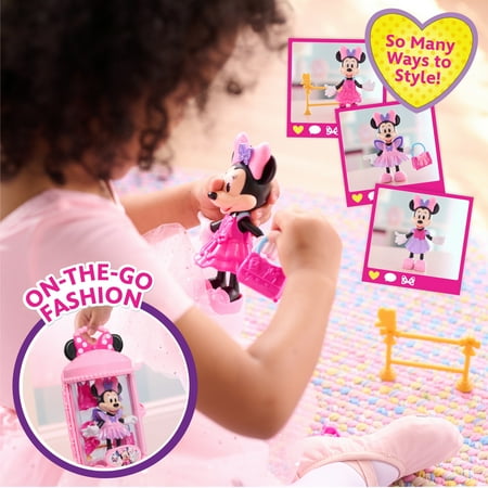 Disney Junior Minnie Mouse Fabulous Fashion Ballerina Doll, 13-piece Doll and Accessories Set, Kids Toys for Ages 3 up