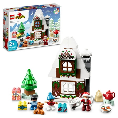 LEGO DUPLO Santa's Gingerbread House 10976 Toy with Santa Claus Figure, Christmas Present, Stocking Filler Gift Idea for Toddlers, Girls and Boys Age 2 Plus