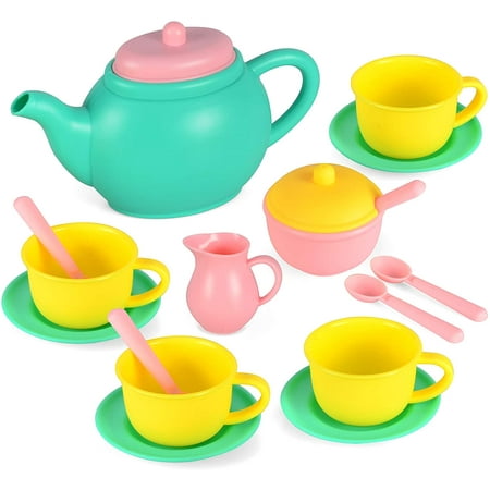 JOYIN Pretend Play Tea Party Set,Mini Kitchen for Kids Unisex Gifts