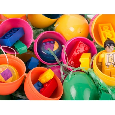 Boys Construction Building Blocks 2.3" Filled Easter Eggs, Assorted, 25 Pack