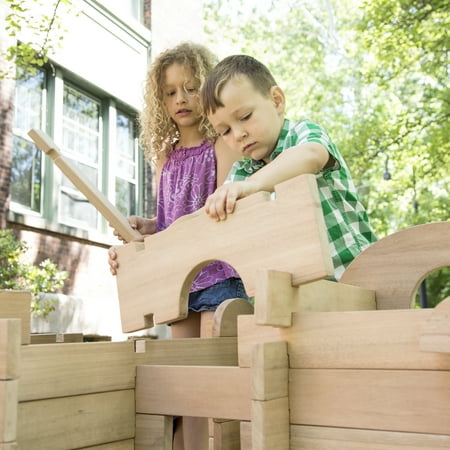 Guidecraft Notch Blocks Set 89 Piece Set: Natural Wooden Stacking Blocks, Educational Montessori Toy for Kids, Indoor/Outdoor Block Play System