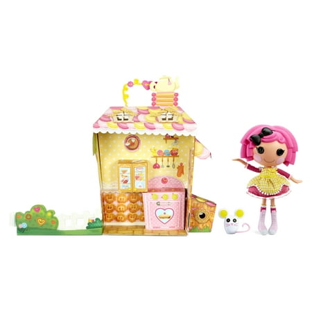 Lalaloopsy Doll Crumbs Sugar Cookie with Pet Mouse Playset, 13" Baker Doll with Changeable Pink and Yellow Outfit and Shoes, in Reusable Play House Package, for Girls Ages 3 4 5+ to 103