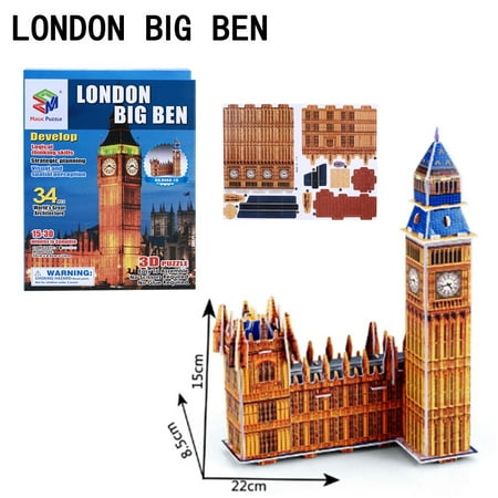 3D DIY Jigsaw Puzzle 34 Pieces Big Ben Architecture Educational for Adult Kids