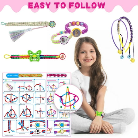 Rirool Girls Friendship Bracelet Making Kit, Crafts for Girls Age 8-12, DIY Jewelry Craft Kit for 7 8 9 10 11 12 Year Olds, Resilient Friendship Bracelet Toy, Birthday Gift for Girls