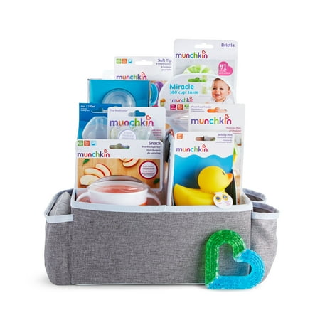 Munchkin Hello Baby Gift Basket, Great for Baby Showers, Includes 11 Baby Products, Neutral