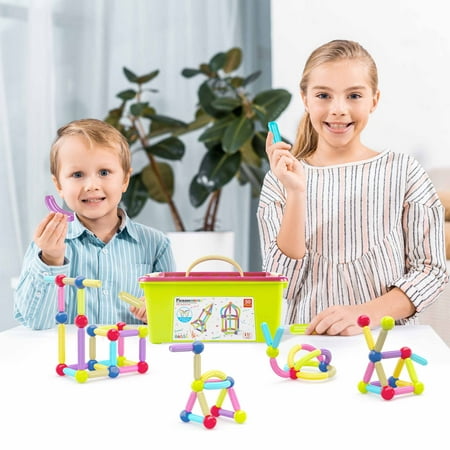 Picassotiles 50 PC Magnetic Stick, Magnetic Building Construction Toy Set for Kids Age 3+