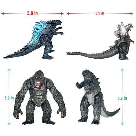 8pcs King Kong vs Godzilla Action Figures Mini Dinosaur King of The Monsters Pack of 8 Toys Cake Toppers