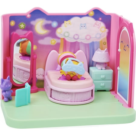 Gabby’s Dollhouse, Sweet Dreams Bedroom with Pillow Cat Figure and 3 Accessories, 3 Furniture and 2 Deliveries, Kids Toys for Ages 3 and up