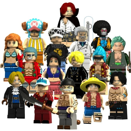 16 Pcs Collectible One Piece Minifigures Building Blocks Toys, Anime Action Figures Assemble Building Kits for Boys Fans Gifts Cake Decorations