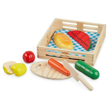 Melissa & Doug Cut & Slice Wooden Play Food, 22 Pieces, Toddler Toys