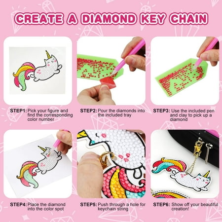 Arts and Crafts for Kids, Diamond DIY Painting Stickers, Make Your Own Keychains Craft Kits for Girls, Toys for Girls Ages 5 6 7 8 9 10 11 12 Years Old